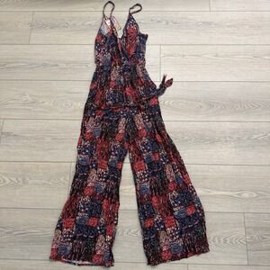 Los Banditos Womens M Boho Paisley Wide Leg Wrap Jumpsuit NWT $78